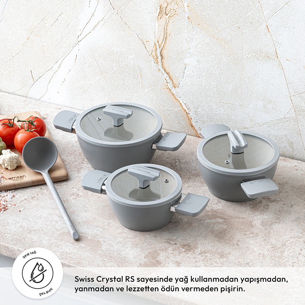 Emsan Swiss Crystal RS 6 Parça Midi Tencere Seti görseli 2