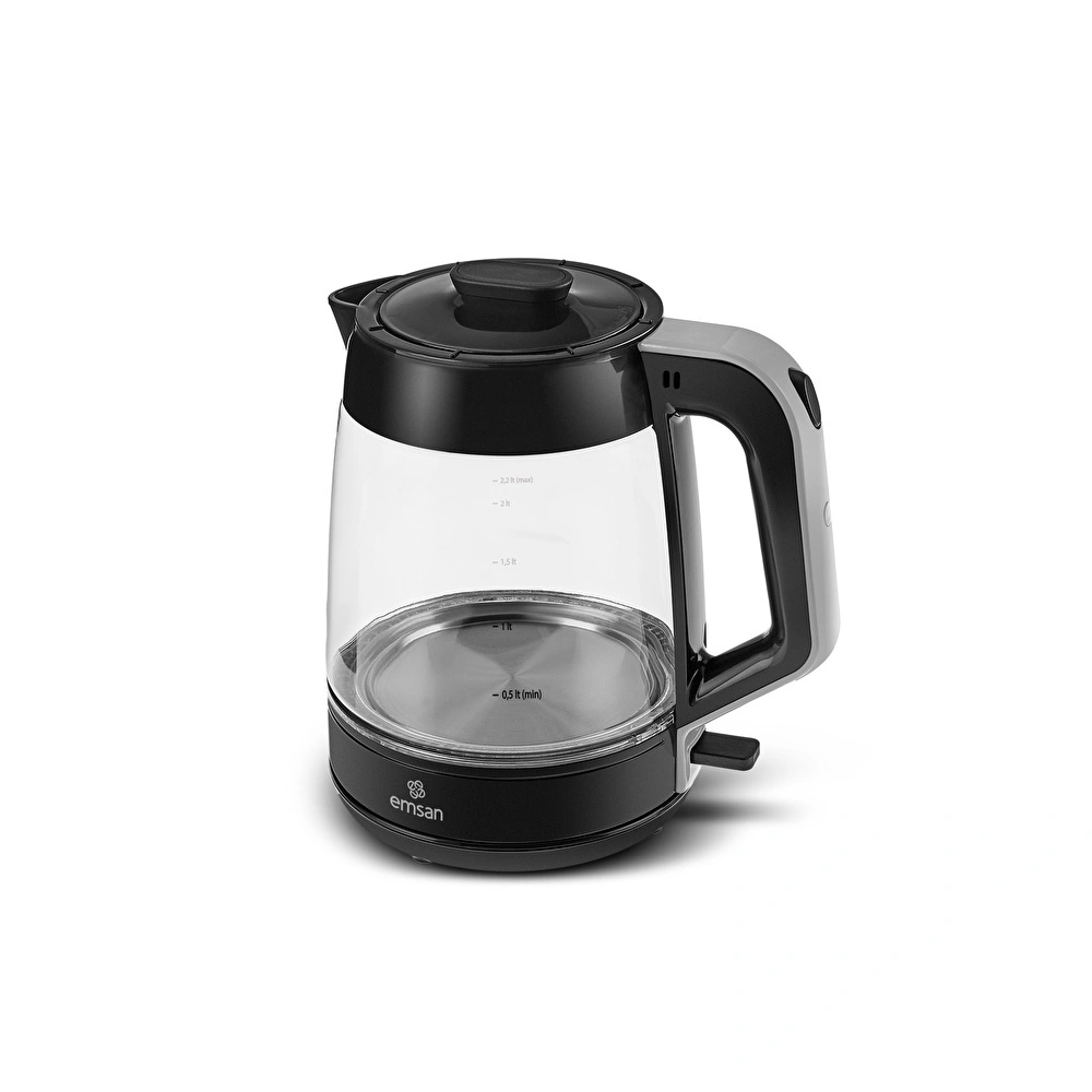 Emsan Glass Tea XL 2 in 1 Cam Çay Makinesi ve Kettle Space Gray görseli 4