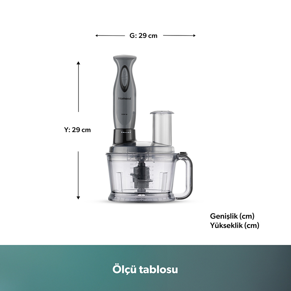 Homend Functionall 2851H Mutfak Robotu Antrasit Siyah görseli 2