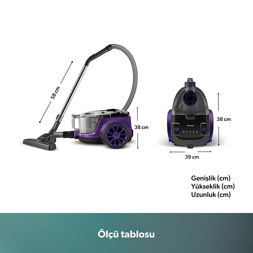 Homend Dustroyer 1255H Yatay Süpürge Mor Siyah thumbnail 2