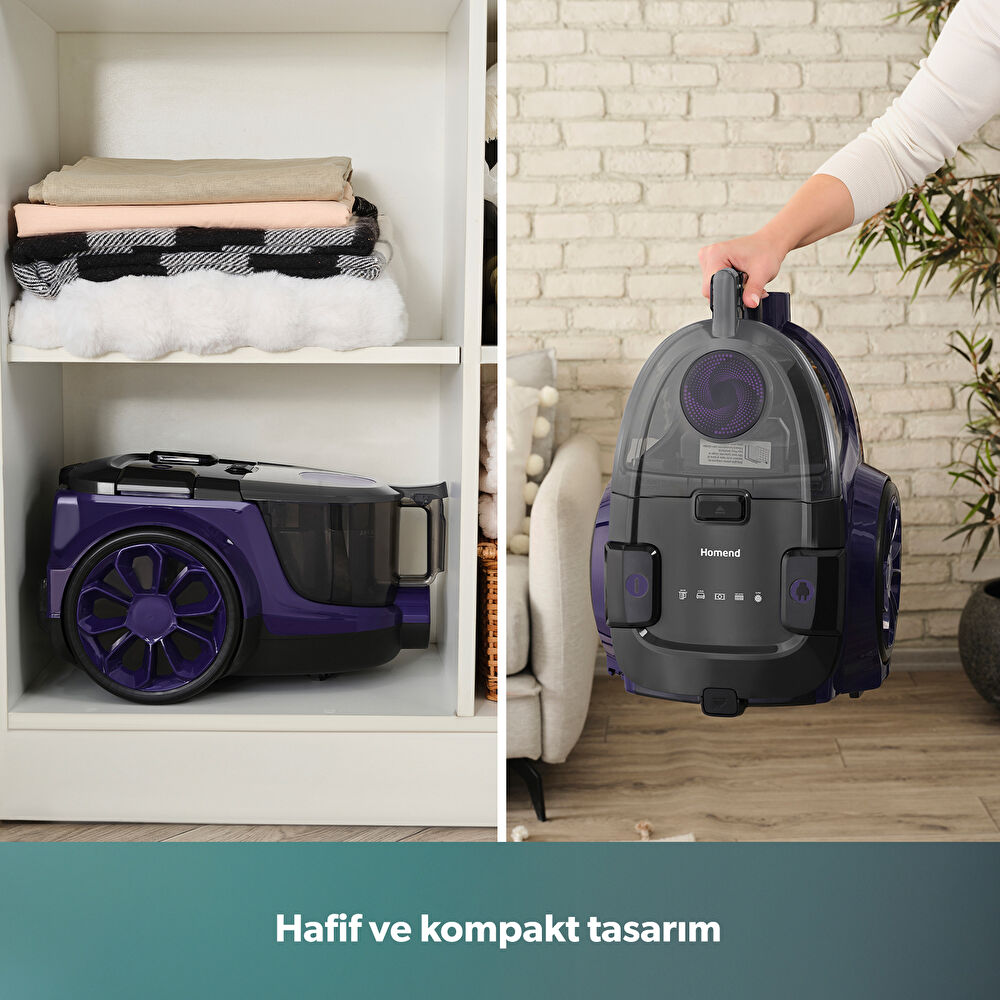 Homend Dustroyer 1255H Yatay Süpürge Mor Siyah thumbnail 8