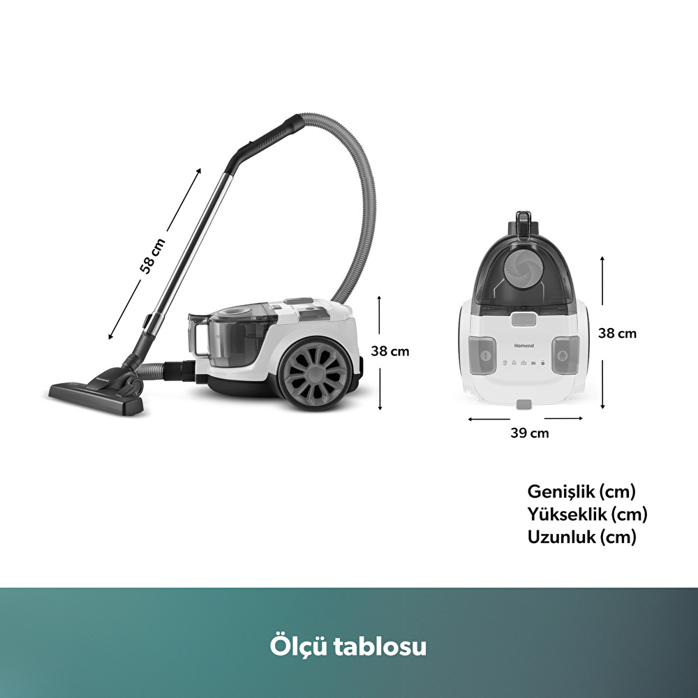 Homend Dustroyer 1255H Yatay Süpürge Beyaz görseli 2