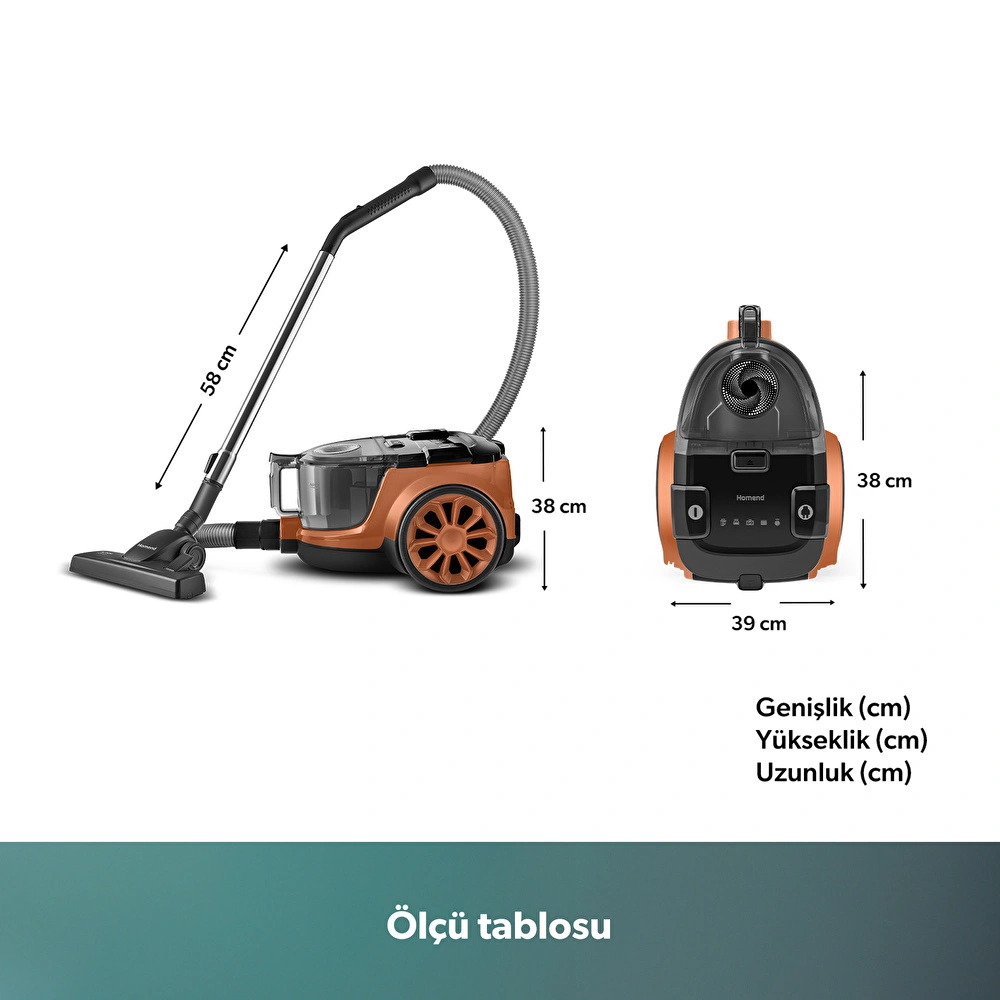 Homend Dustroyer 1255H Yatay Süpürge Bakır görseli 2