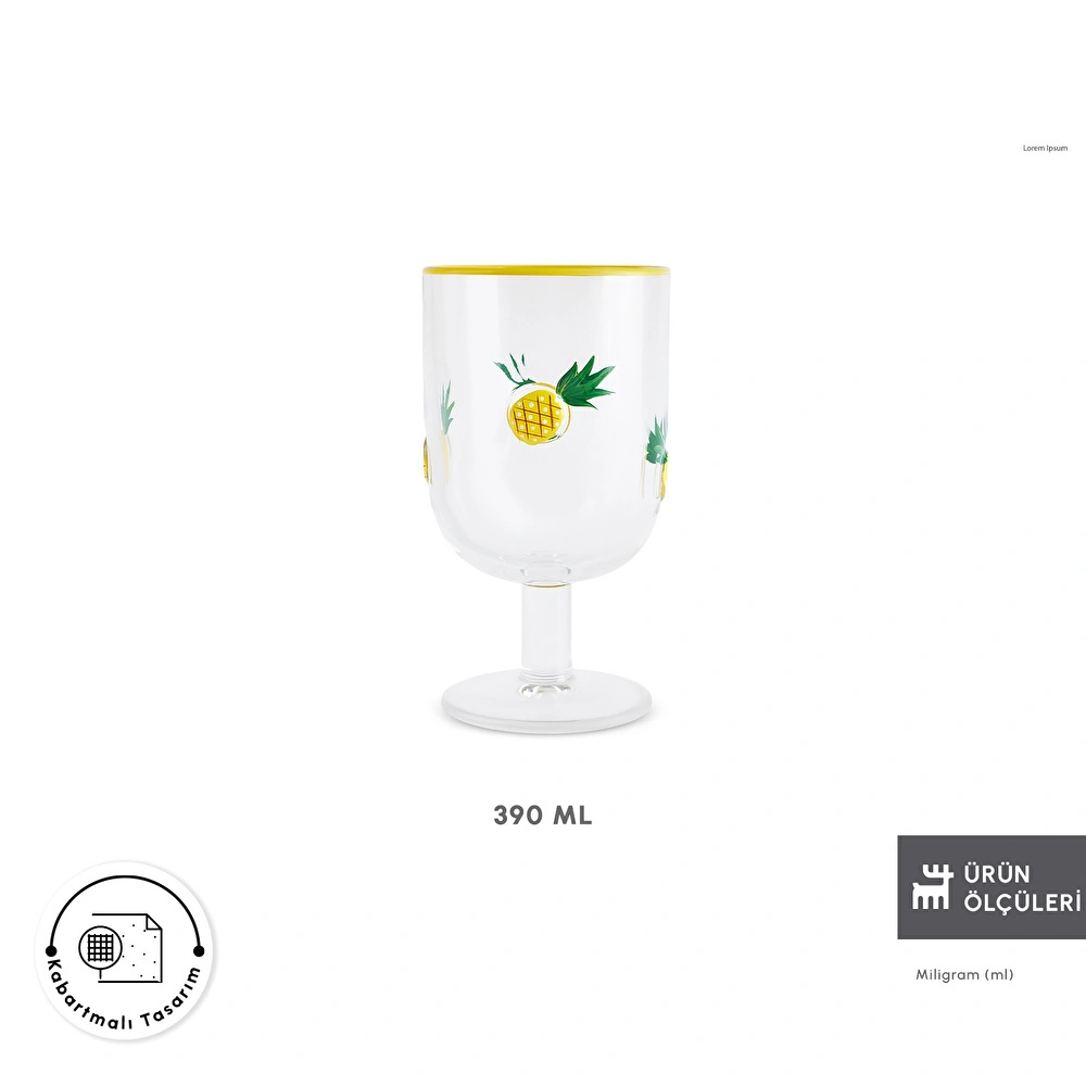 Karaca Pineapple Kadeh 390 ml Sarı görseli 2