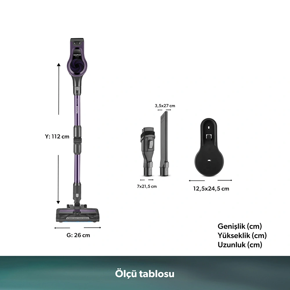 Homend Dustrider 1266H Dikey Süpürge Mor görseli 2