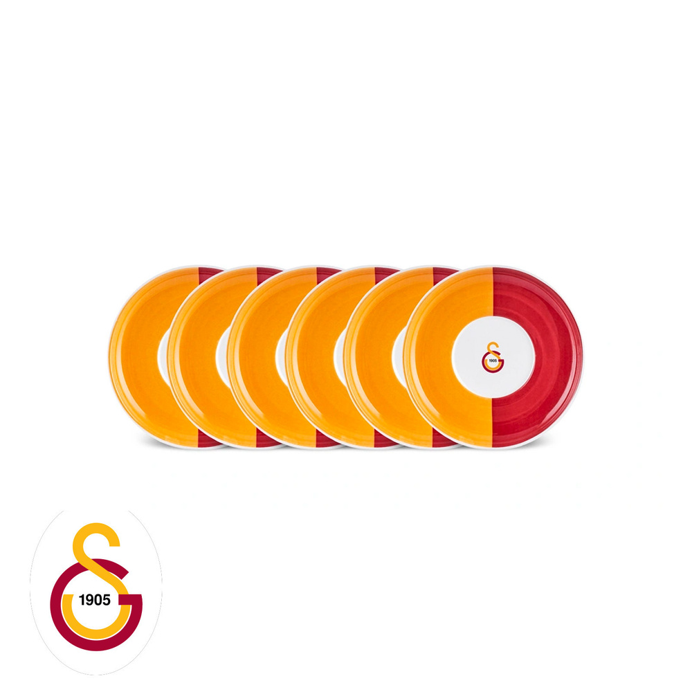 Karaca x Galatasaray Lisanslı 6 Parça Porselen Çay Tabağı Seti görseli 1