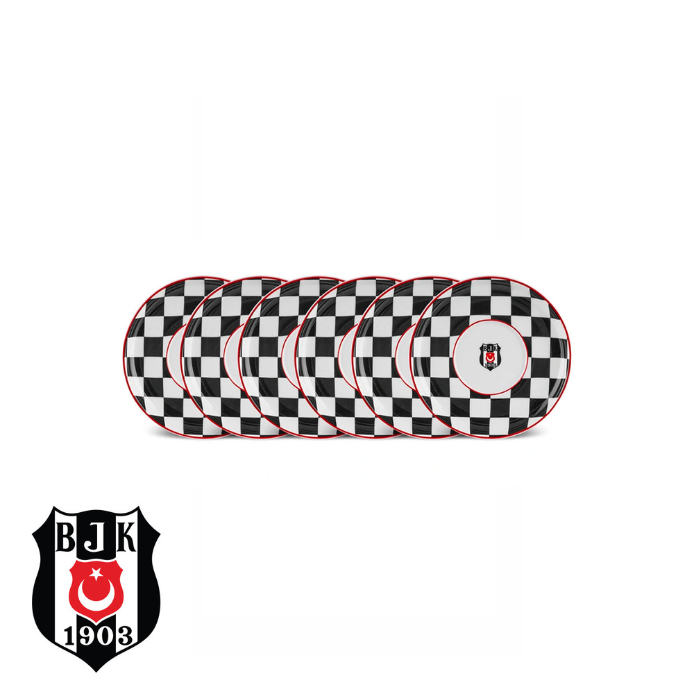Karaca x Beşiktaş Lisanslı 6 Parça Porselen Çay Tabağı Seti görseli 1