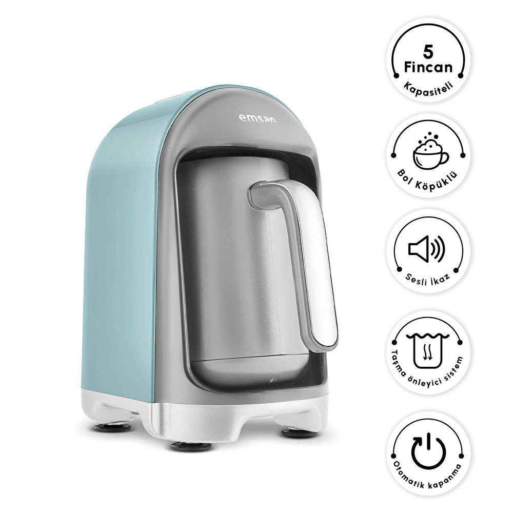 Emsan Kumda 5 Fincan Kapasiteli Türk Kahve Makinesi Tiffany Blue görseli 1