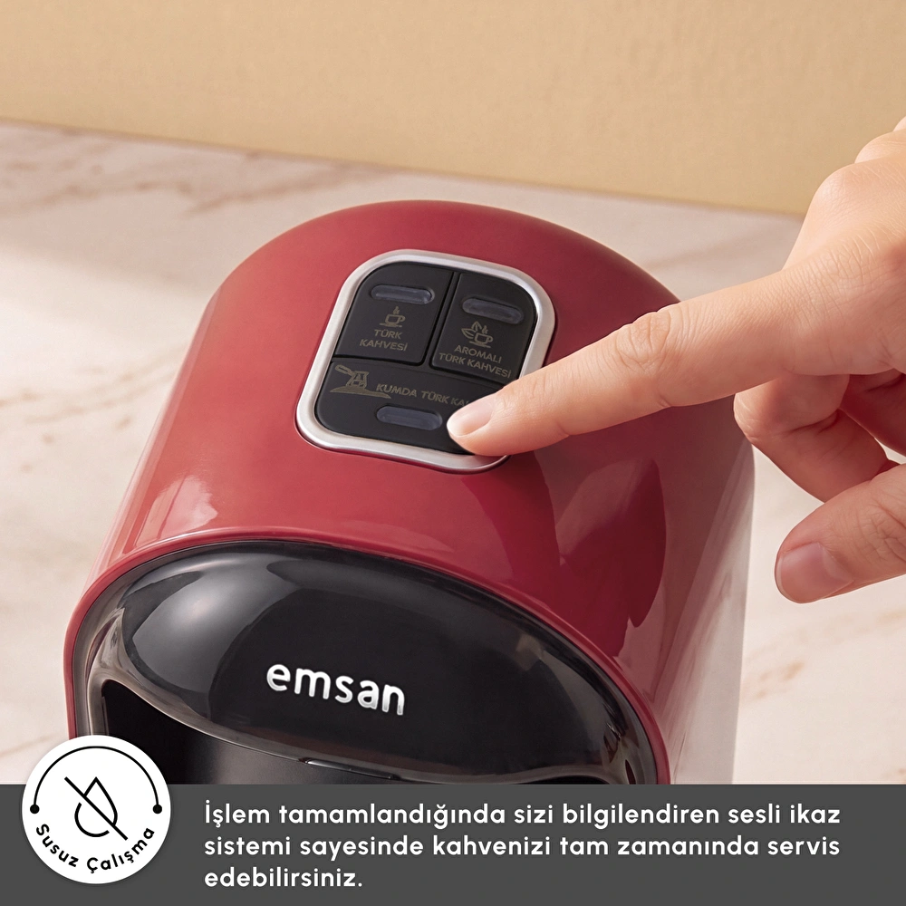Emsan Kumda 5 Fincan Kapasiteli Türk Kahve Makinesi Cherry Red görseli 7