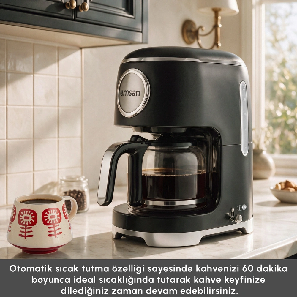 Emsan Retro Filtre Kahve Makinesi Black görseli 4