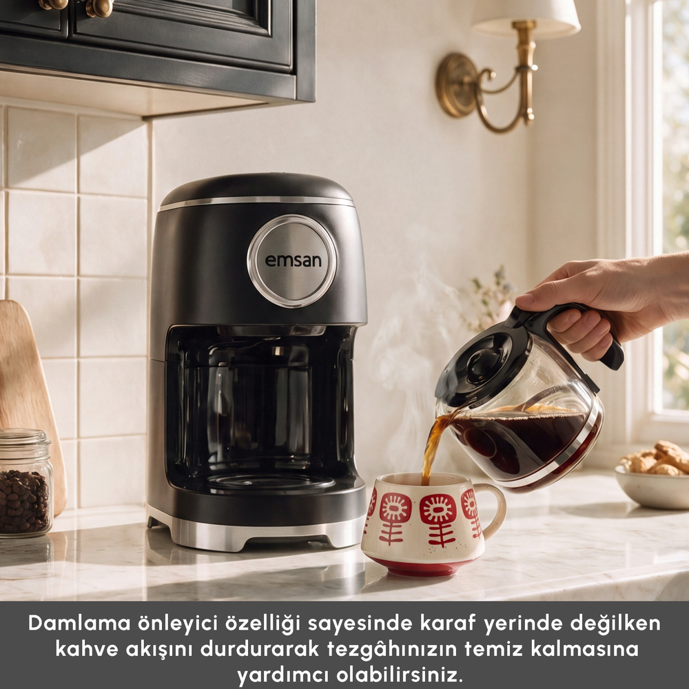Emsan Retro Filtre Kahve Makinesi Black görseli 10