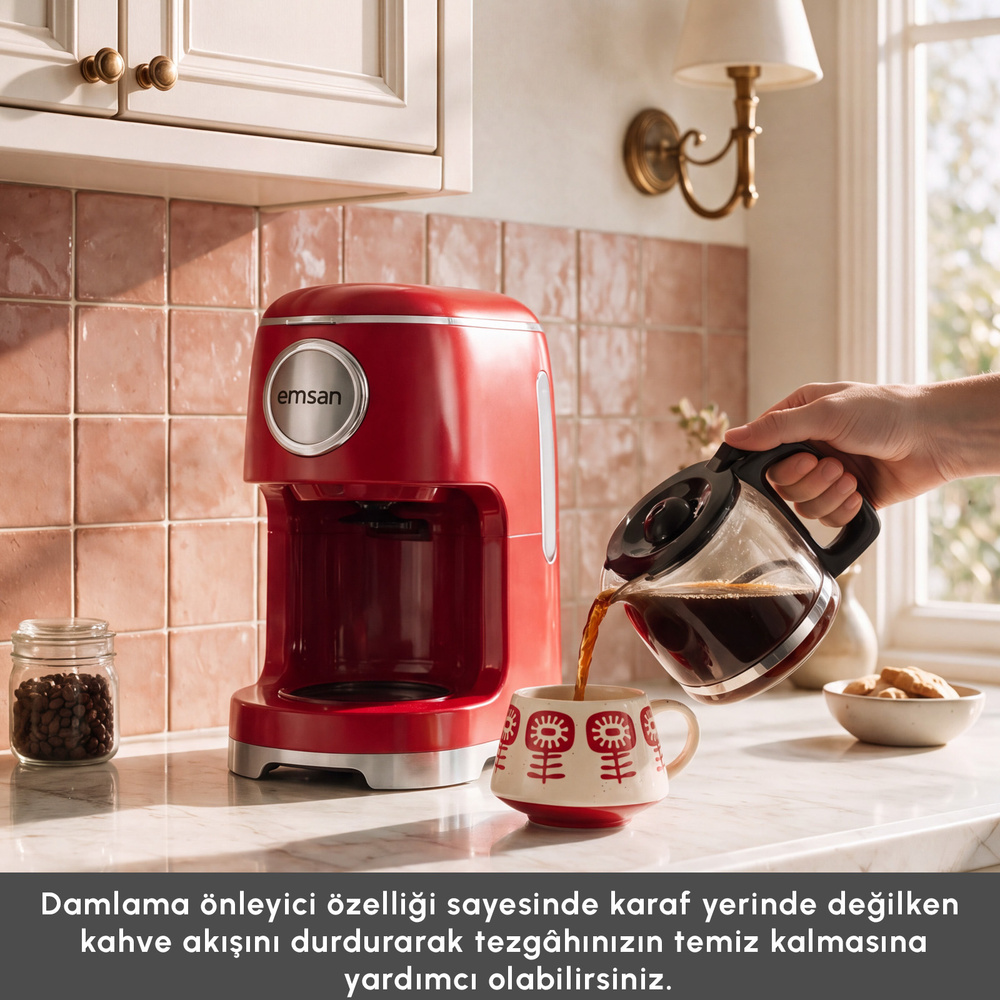 Emsan Retro Filtre Kahve Makinesi Ruby görseli 9