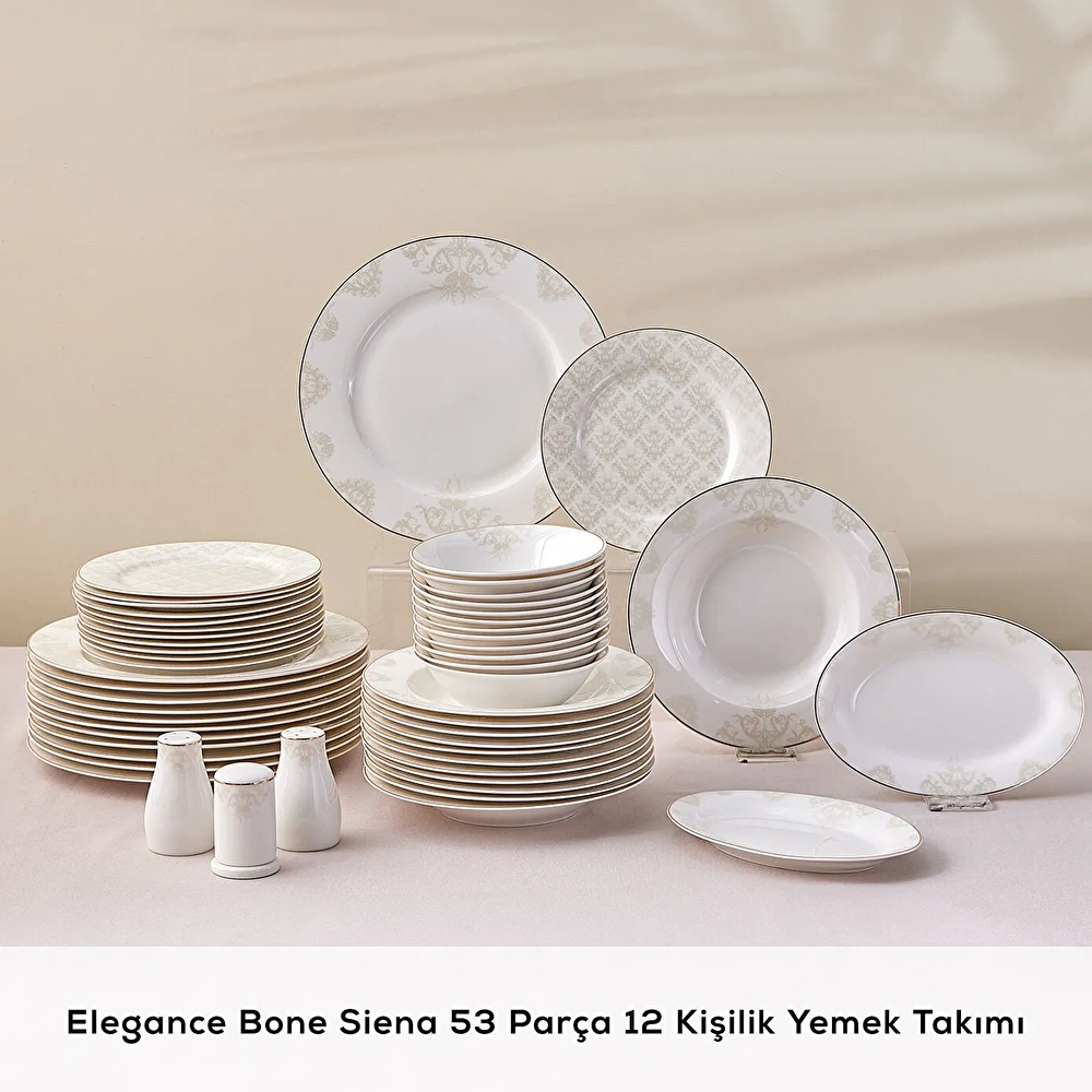 Emsan Elegance Bone Siena 53 Parça 12 Kişilik Yemek Takımı Gold görseli 3