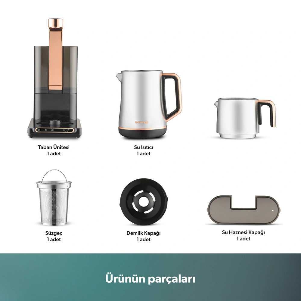Homend Teabot 1785H Konuşan Otomatik Çay Makinesi Bakır görseli 12