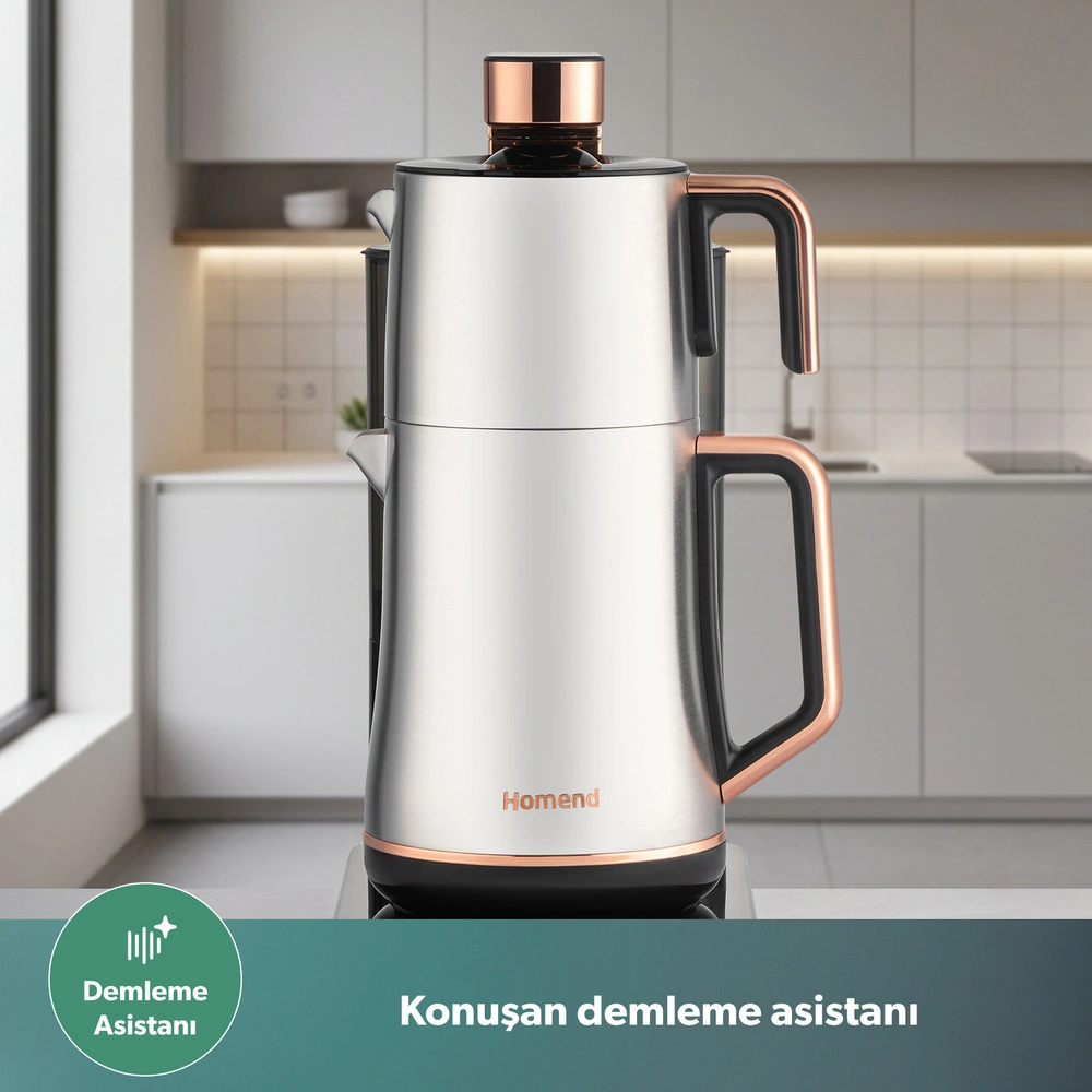 Homend Teabot 1785H Konuşan Otomatik Çay Makinesi Bakır görseli 7