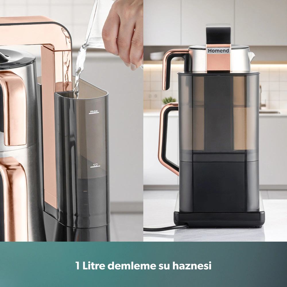 Homend Teabot 1785H Konuşan Otomatik Çay Makinesi Bakır görseli 2
