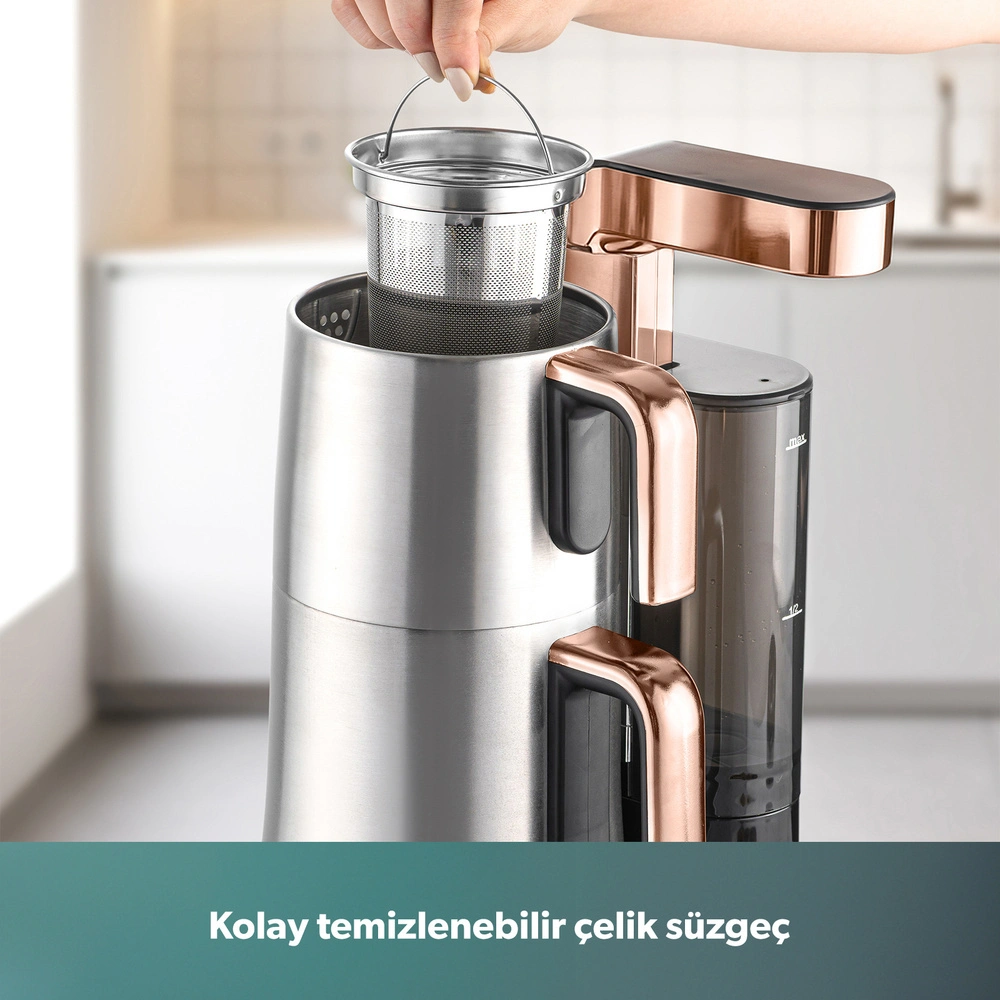 Homend Teabot 1785H Konuşan Otomatik Çay Makinesi Bakır görseli 9