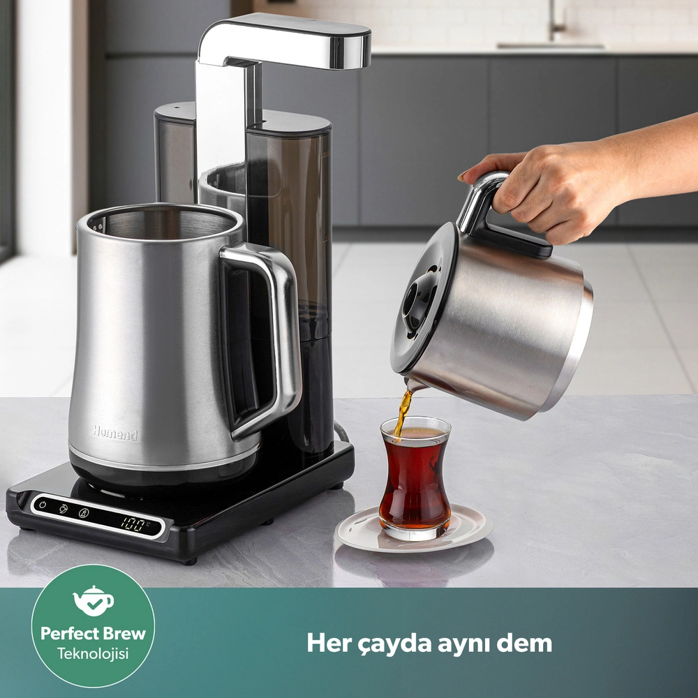 Homend Teabot 1785H Konuşan Otomatik Çay Makinesi Krom görseli 8