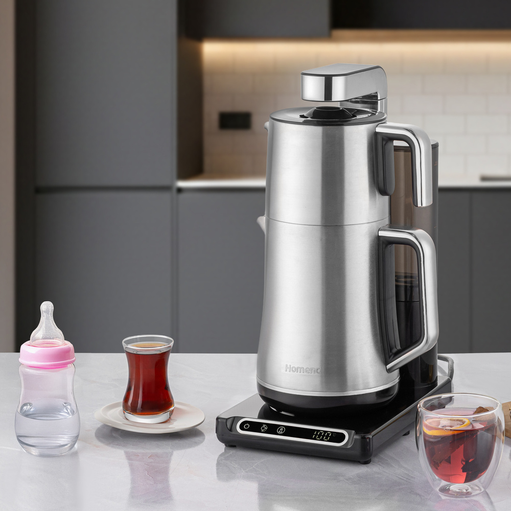 Homend Teabot 1785H Konuşan Otomatik Çay Makinesi Krom görseli 1