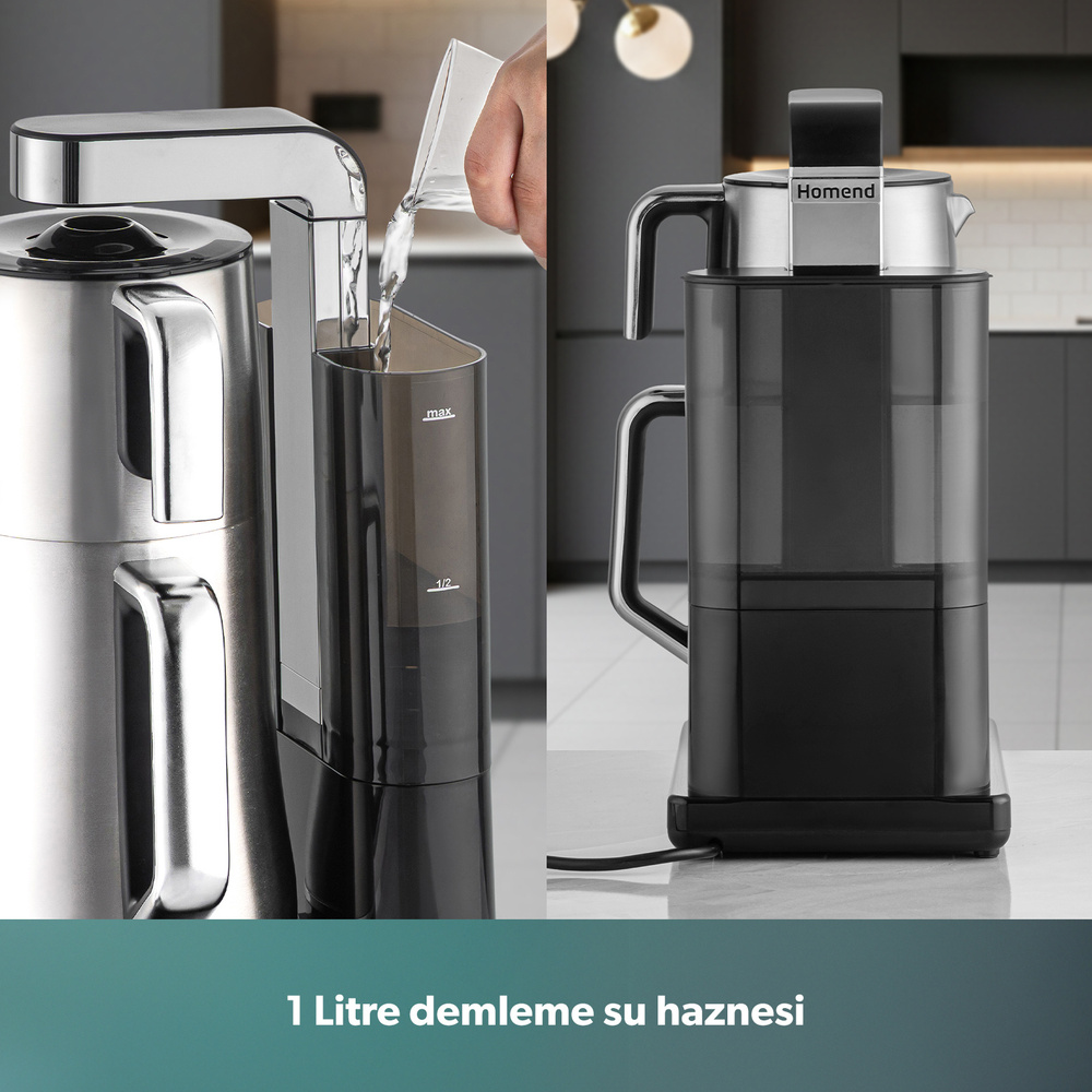 Homend Teabot 1785H Konuşan Otomatik Çay Makinesi Krom görseli 3