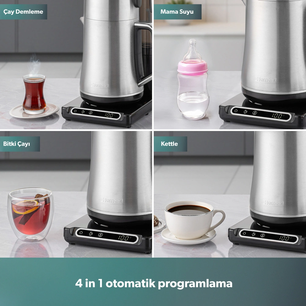 Homend Teabot 1785H Konuşan Otomatik Çay Makinesi Krom görseli 6