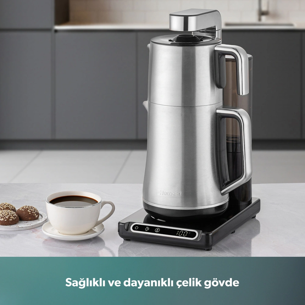 Homend Teabot 1785H Konuşan Otomatik Çay Makinesi Krom görseli 7