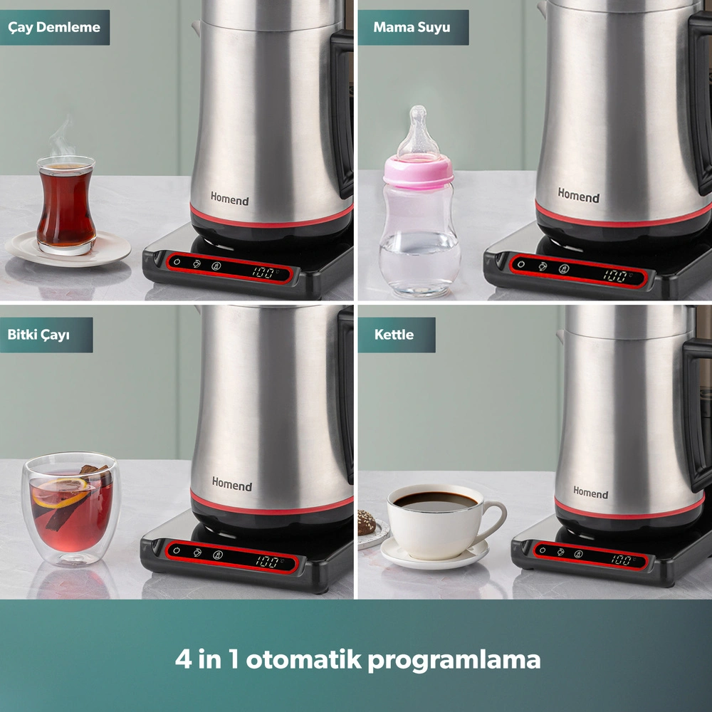Homend Teabot 1786H Konuşan Otomatik Çay Makinesi Siyah görseli 6