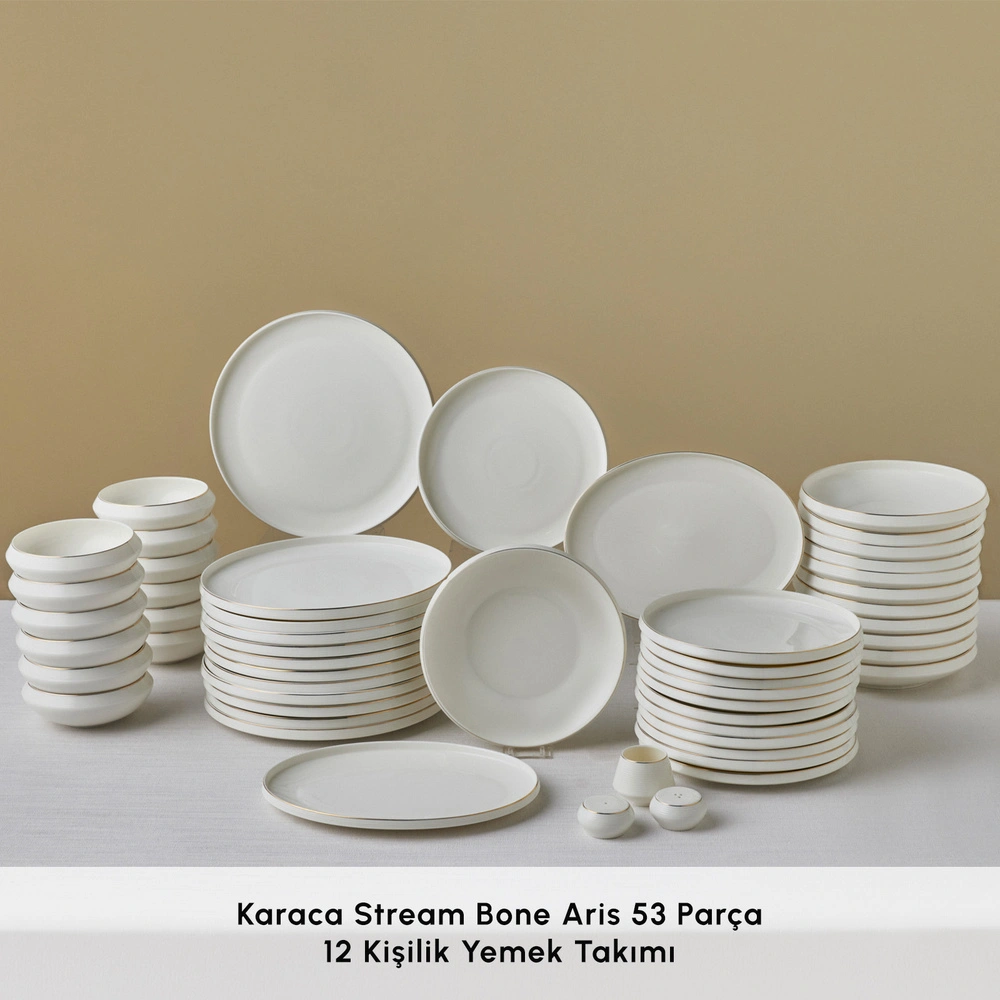 Karaca Stream Bone Aris 53 Parça 12 Kişilik Yemek Takımı Gold görseli 3