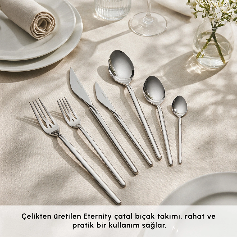Karaca Eternity 316+ 84 Parça 12 Kişilik Çatal Kaşık Bıçak Seti Kutulu Platin görseli 3