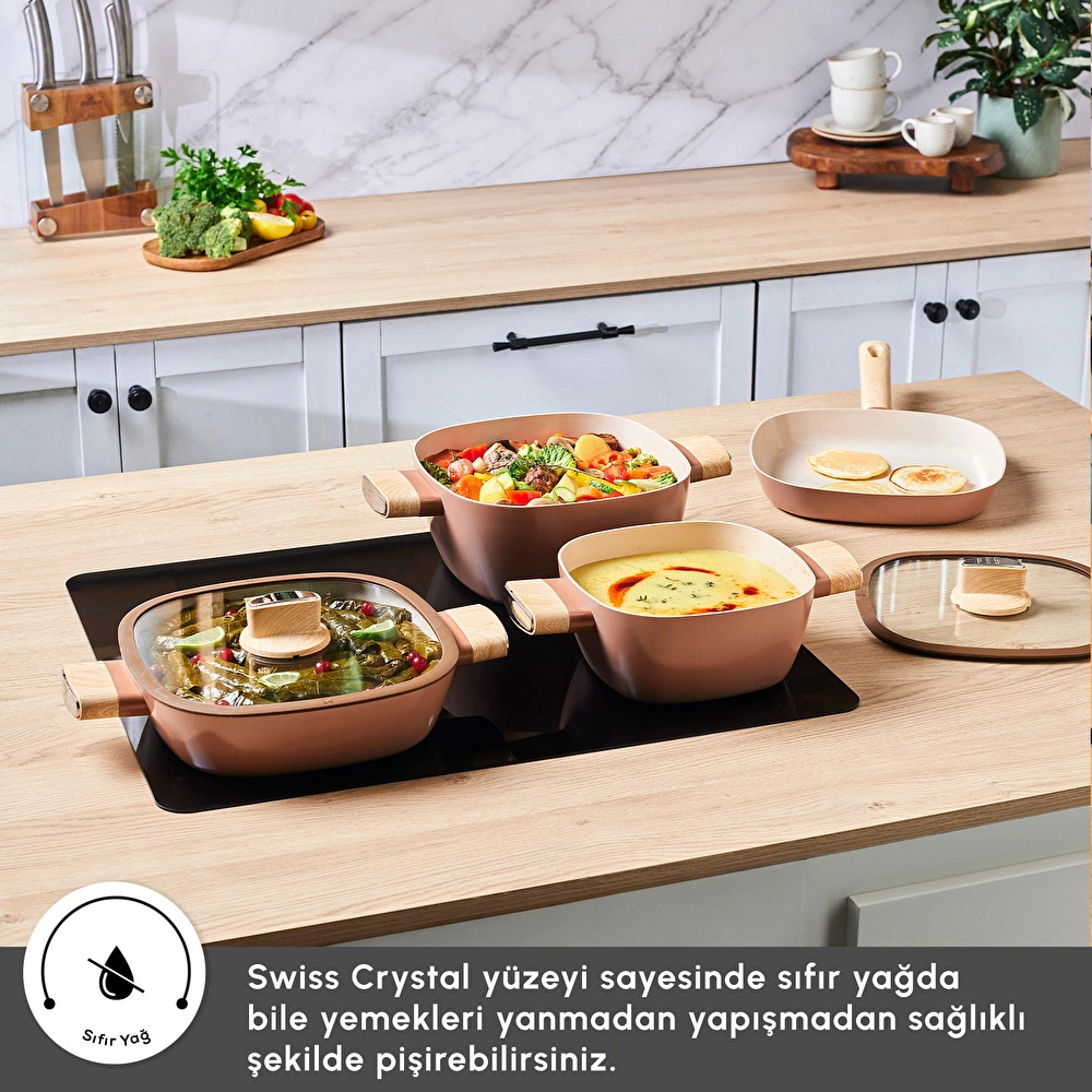Karaca Swiss Crystal Mocha 7 Parça Tencere Seti görseli 4
