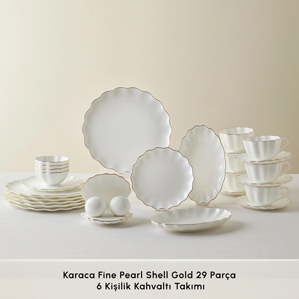 Karaca Fine Pearl Shell Gold 29 Parça 6 Kişilik Kahvaltı Takımı görseli 3