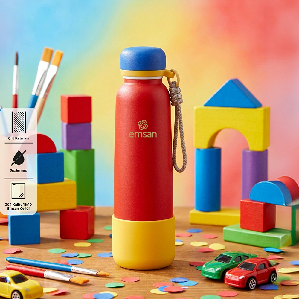 Emsan Thermos Bottle Çelik Sızdırmaz Termos 750 ml Kırmızı görseli 2