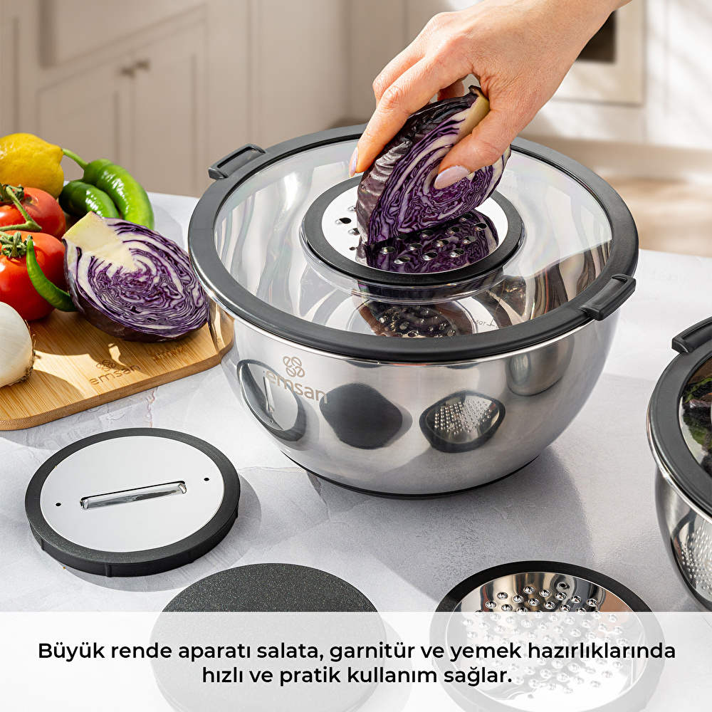 Emsan Cemre 8 Parça Rendeli Karıştırma ve Saklama Kabı görseli 3