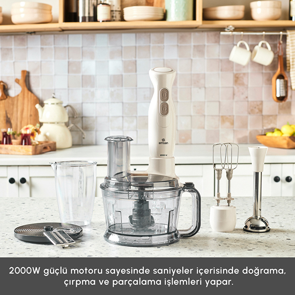 Emsan Pro Multimax 6 in 1 Çok Amaçlı Mutfak Robotu İconic Beige görseli 3