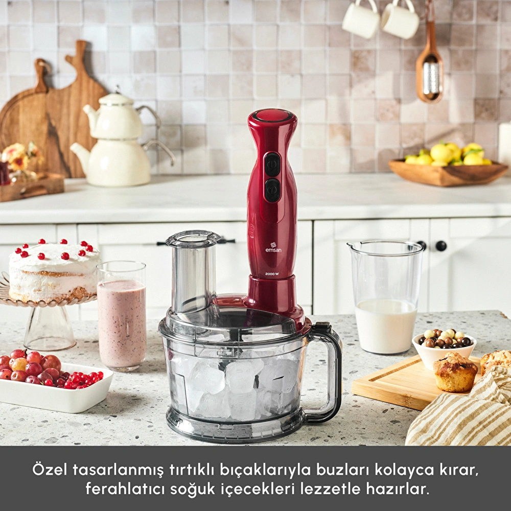 Emsan Pro Multimax 6 in 1 Çok Amaçlı Mutfak Robotu Red 2000 W görseli 4