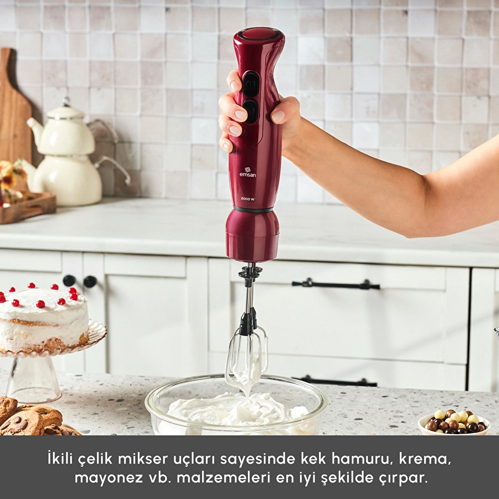 Emsan Pro Multimax 6 in 1 Çok Amaçlı Mutfak Robotu Red 2000 W görseli 9