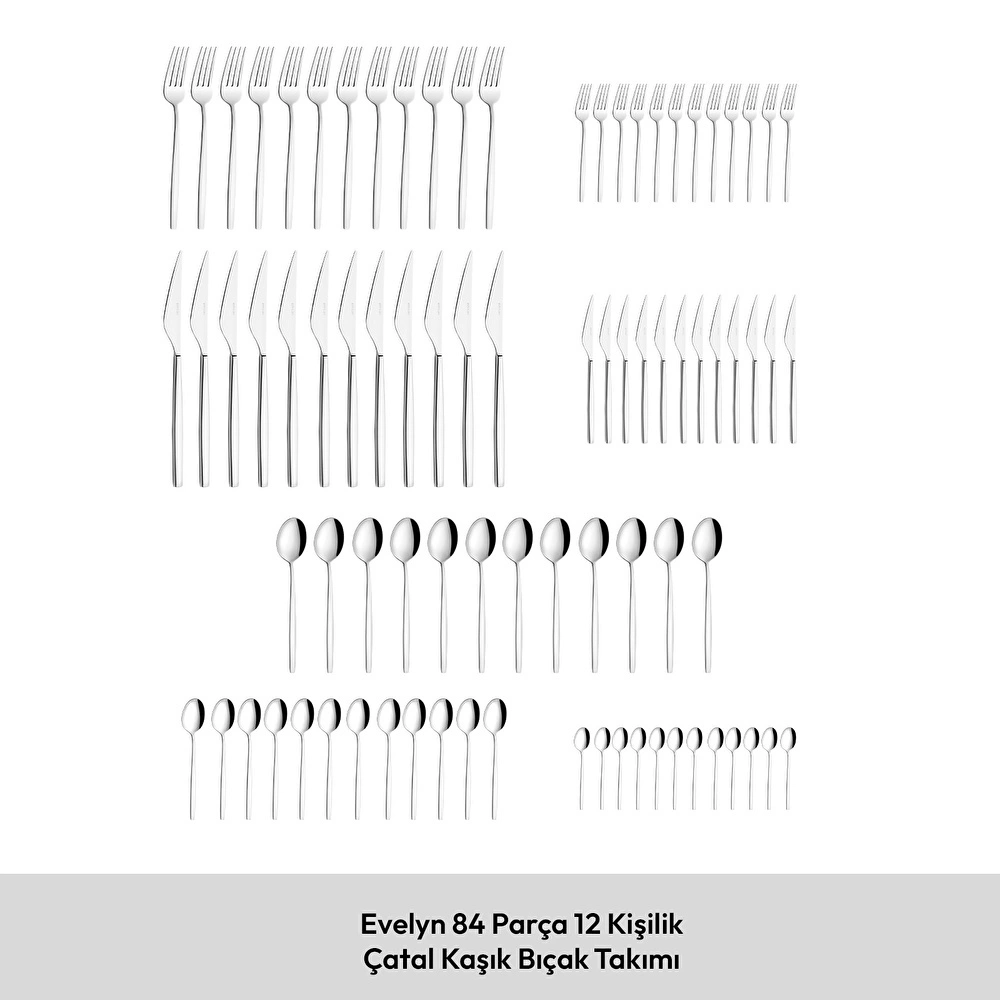 Emsan Evelyn 84 Parça 12 Kişilik Çatal Kaşık Bıçak Takımı görseli 6
