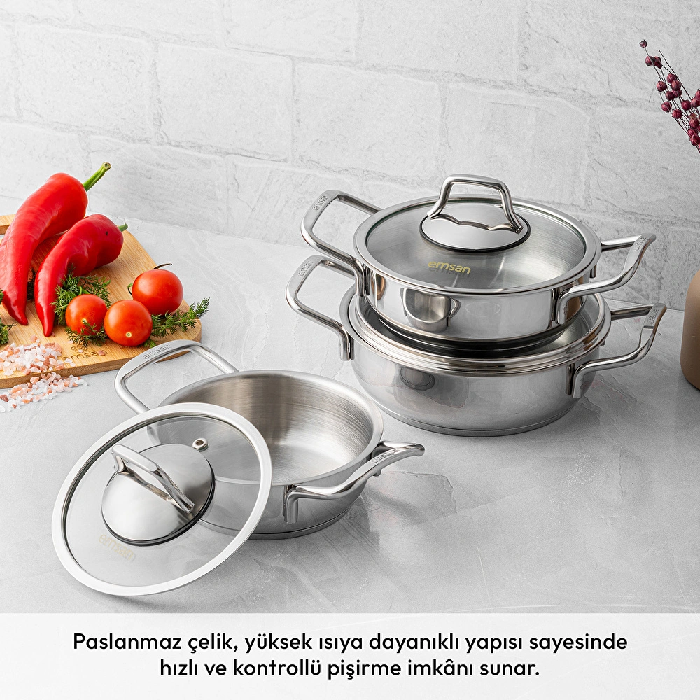 Emsan Demre 6 Parça Çelik Sahan Set görseli 2