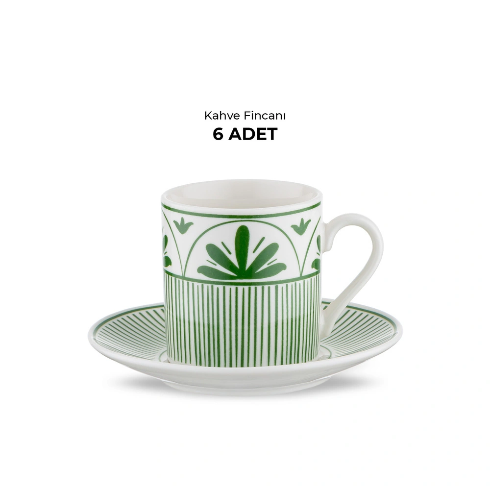 Emsan Seren New Bone 6 Kişilik Kahve Fincan Takımı 90 ml Yeşil görseli 6