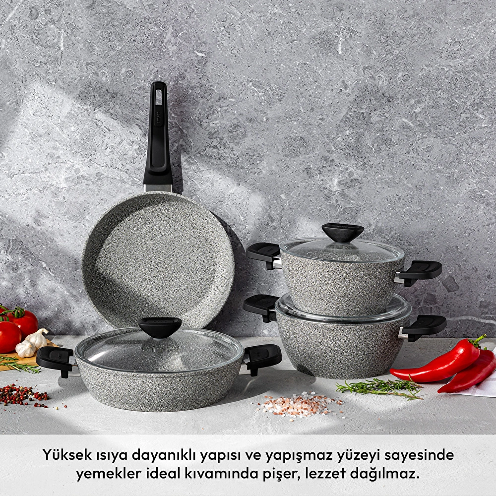 Emsan Fortis Granit 7 Parça Tencere Seti Gri görseli 2