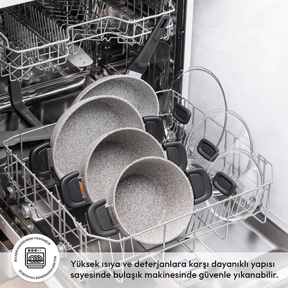Emsan Fortis Granit 7 Parça Tencere Seti Gri görseli 4