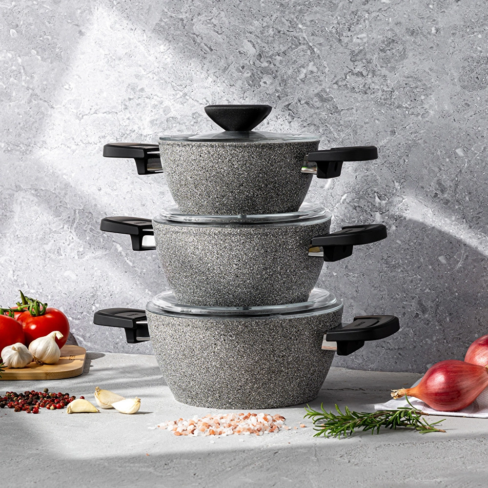 Emsan Fortis Granit 6 Parça Midi Tencere Seti Gri görseli 5