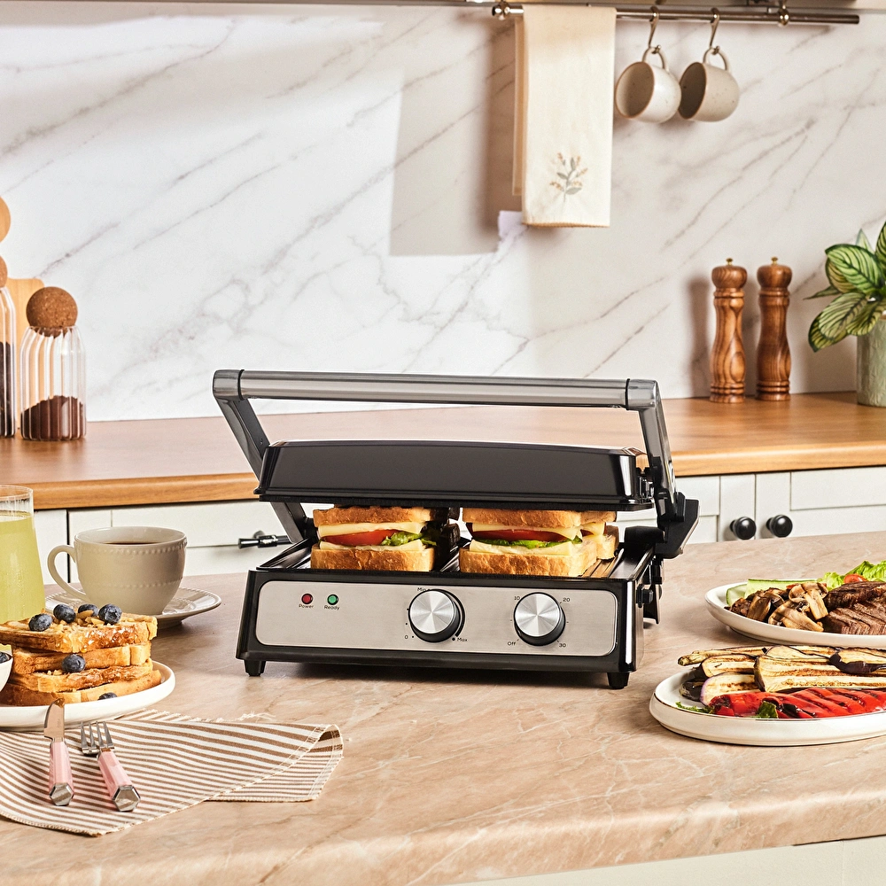 Emsan Press 4 Dilim Kapasiteli Izgara ve Tost Makinesi Inox 2000W görseli 1