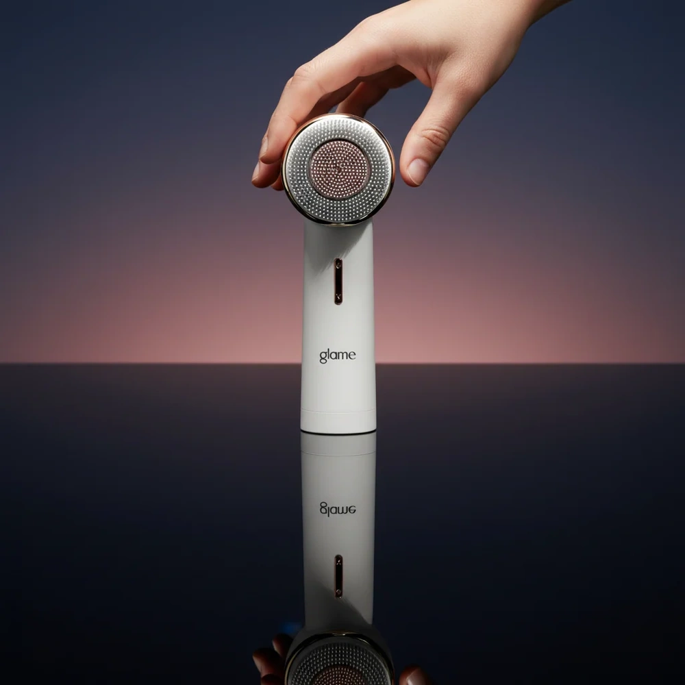 Glame Duo Spin Cleanser-Çift Başlıklı Yüz Temizleme Fırçası | Döner Başlıklı Gözenek Sıkılaştırıcı & Temizleme Cihazı görseli 3