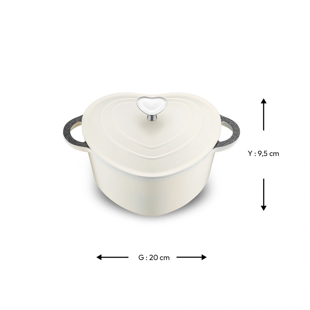 Emsan Kalp Alüminyum Döküm Tencere 20 cm Krem görseli 4