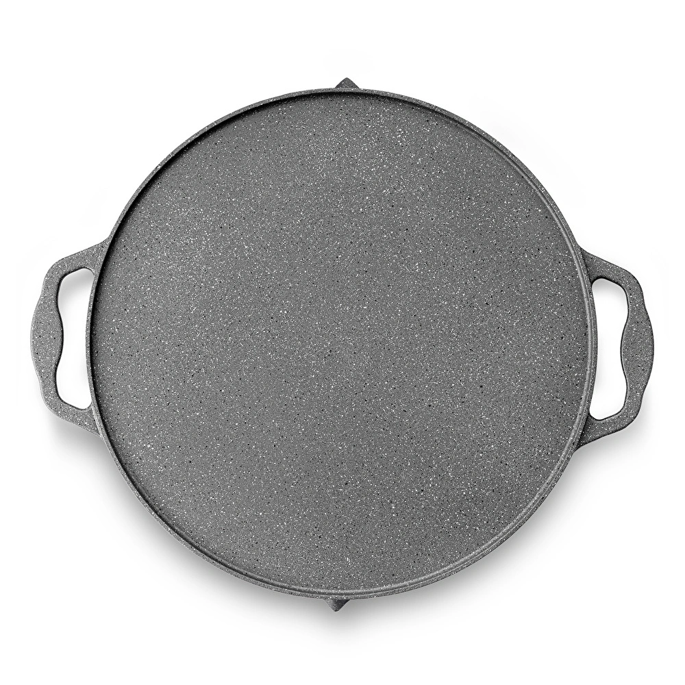 Emsan Stone Alüminyum Döküm Çift Taraflı Gözleme Tavası 34 cm Gri görseli 8
