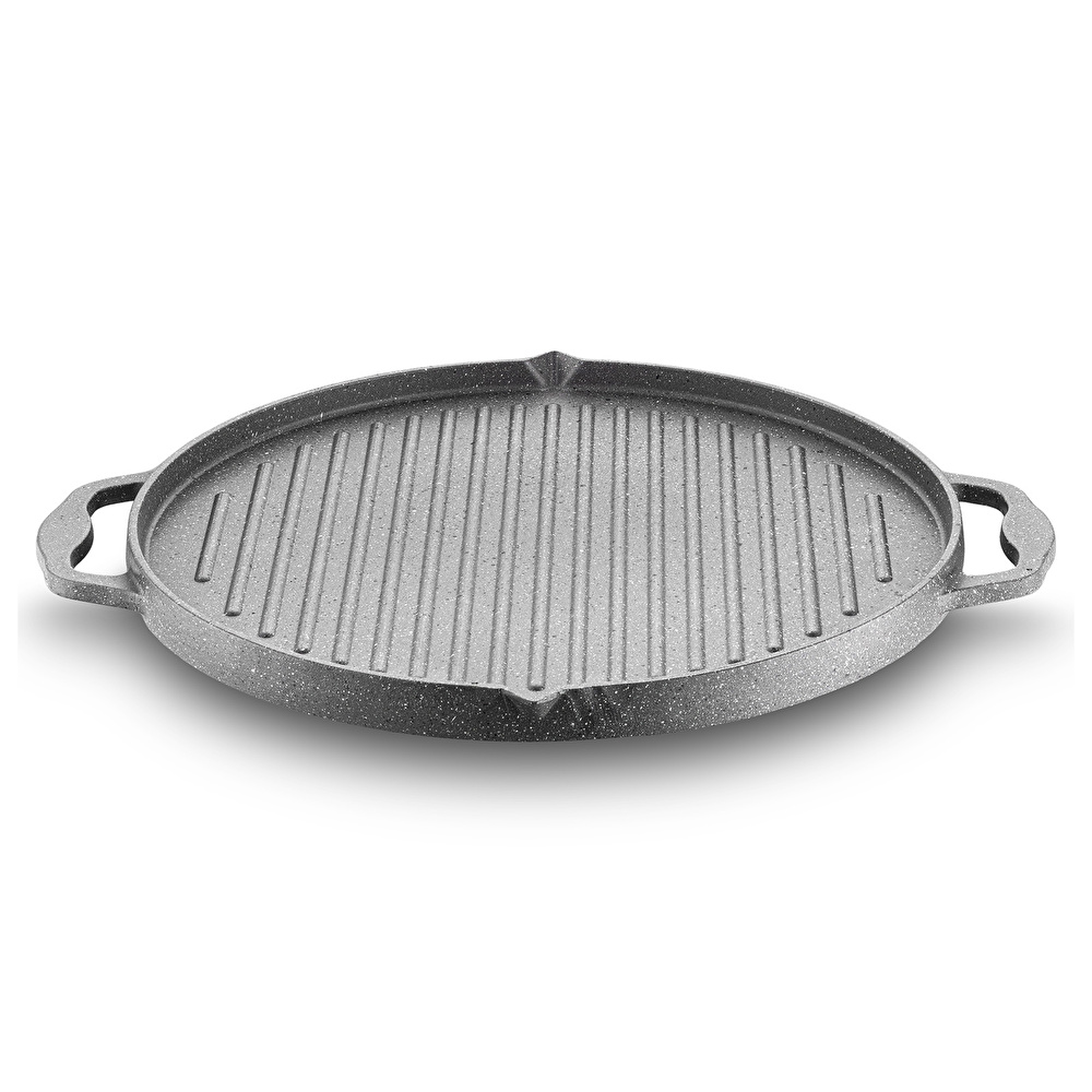 Emsan Stone Alüminyum Döküm Çift Taraflı Gözleme Tavası 34 cm Gri görseli 9