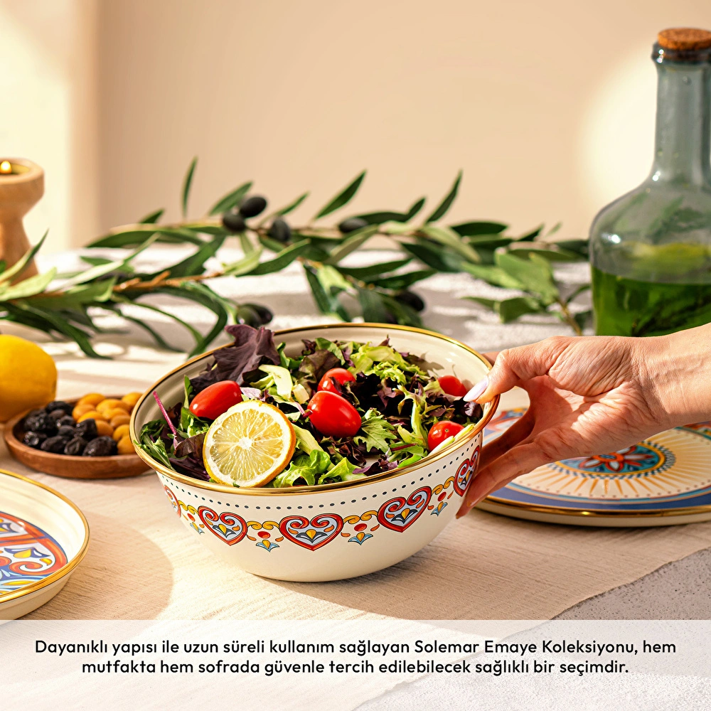 Emsan Solemar Emaye Salata Kasesi 20 cm görseli 2