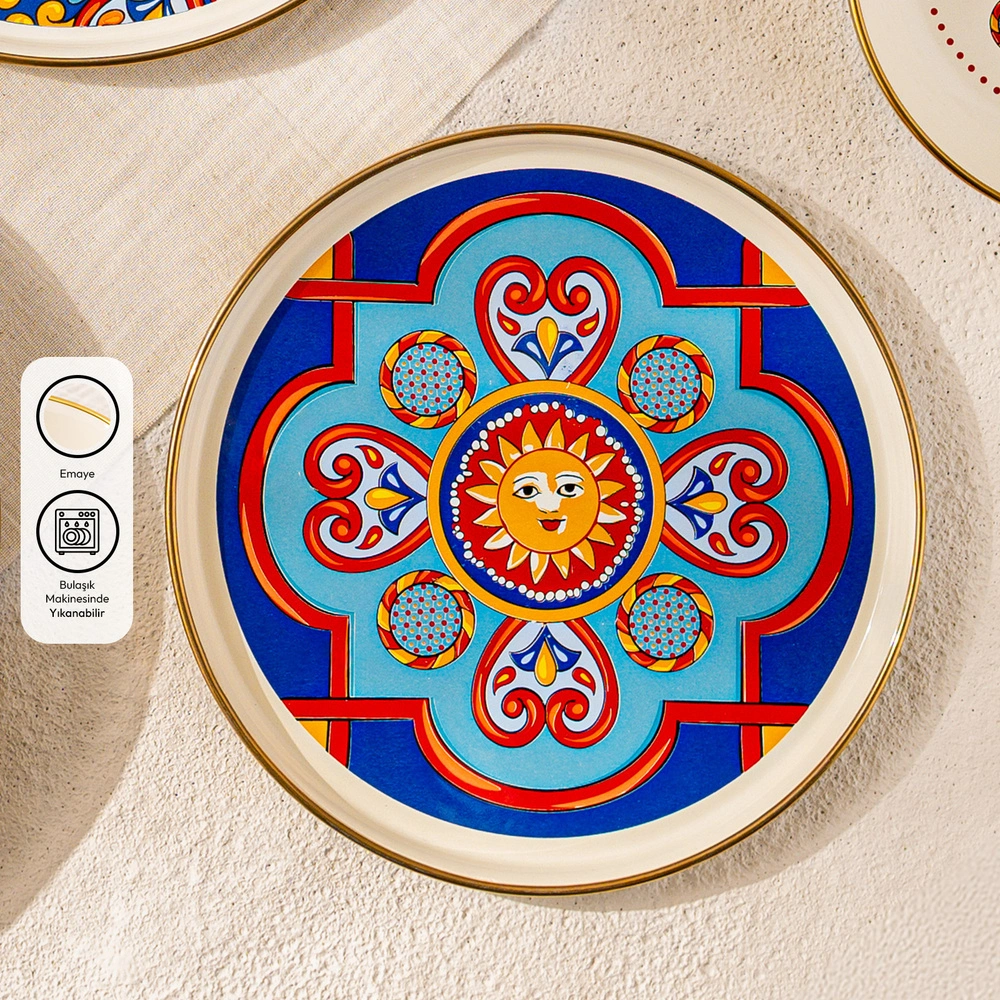 Emsan Solemar Emaye Pasta Tabağı 21 cm görseli 1