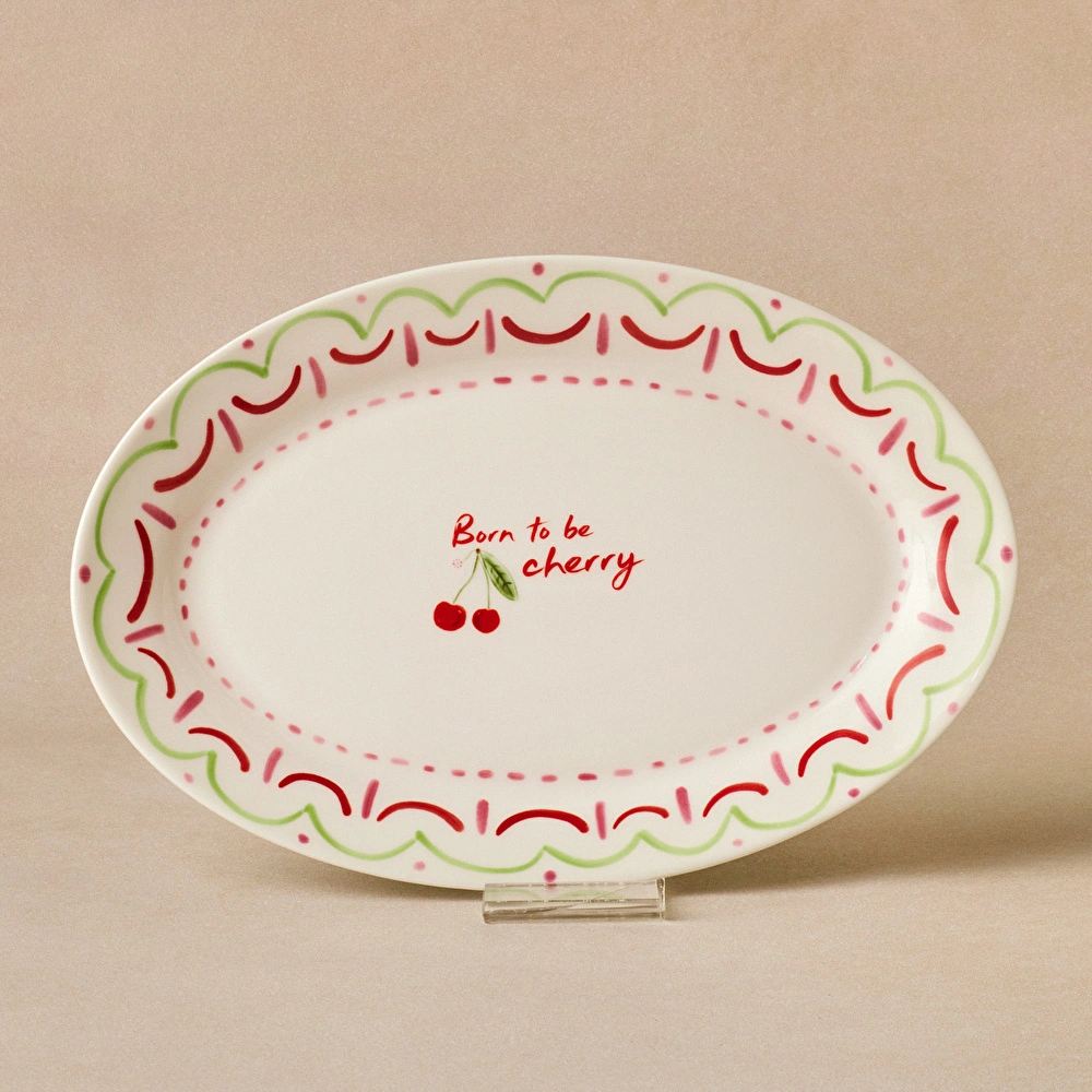 Karaca Cherry Time Kayık Tabak 25 cm görseli 1